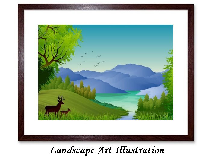Landscape Illustration Framed Prints